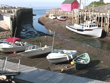 boats on ground at low tide in fundy bay