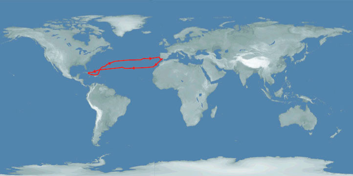 Depiction of Christopher Columbus' voyage across the Atlantic Ocean