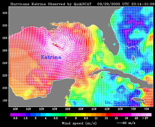wind speed and directions for hurricane katrina on september 29, 2005